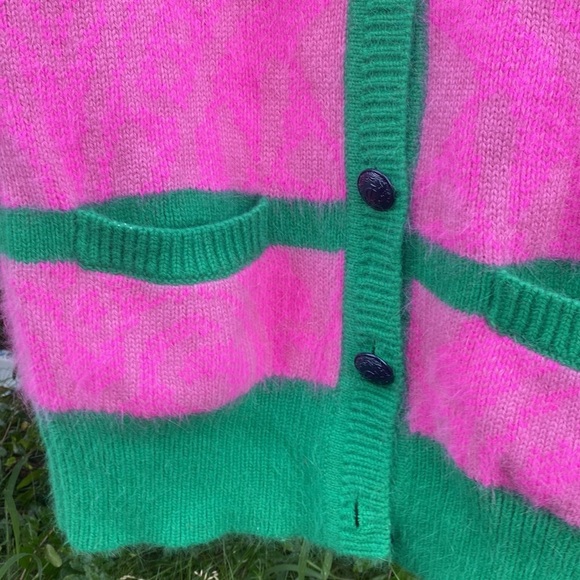 Juicy Couture Women’s Oversized Cardigan Angora Pink and Green Sweater XS/S - Picture 7 of 13